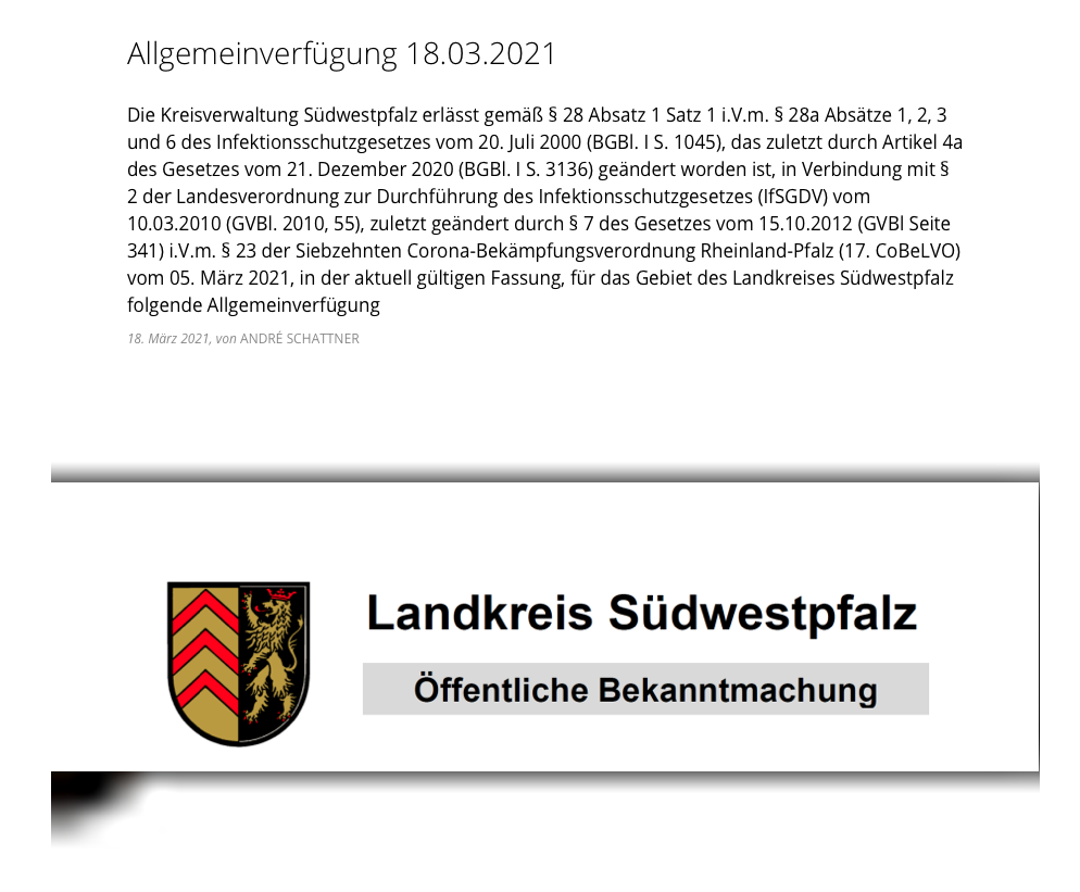 Allgemeinverfügung Südwestpfalz